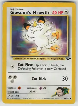Giovanni's Meowth 74/132 Common Gym Challenge Pokemon Unlimited Heavily Played - Image 1