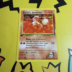 Pokemon TCG Blaine's Growlithe Gym Heroes 62/132 Regular 1st Edition Common - Image 1