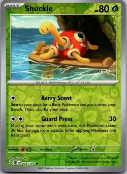 Shuckle 005/197 Common Obsidian Flames Pokemon Reverse Holo Near Mint - Image 1
