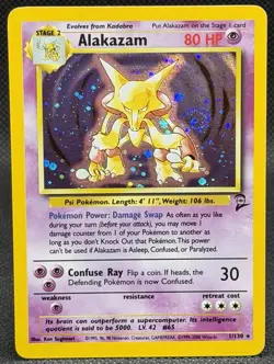 Pokemon TCG Alakazam 001/130 Base Set 2 Holo Rare Holo EN 1999 80 HP - Image 1