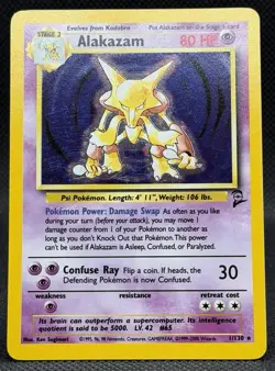 Pokemon TCG Alakazam 001/130 Base Set 2 Holo Rare Holo EN 1999 80 HP - Image 2