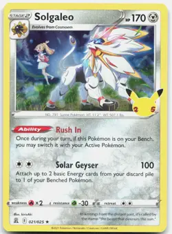 Solgaleo 021/025 Holo Rare Celebrations Pokemon Holo Near Mint - Image 1