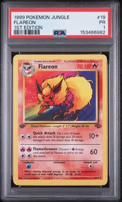1999 POKEMON JUNGLE 1ST EDITION #19 FLAREON PSA 1 - Image 1