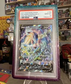 Pokemon 2021 Galarian Rapidash V 168/198 Full Art Chilling Reign GEM MINT PSA 10 - Image 1