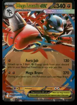 Mega Lucario ex 077/132 Double Rare Mega Evolution Pokemon Holo Near Mint - Image 1