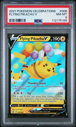 2021 POKEMON CELEBRATIONS #006 FLYING PIKACHU V PSA 8 - Image 1