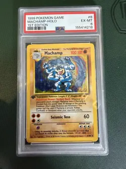 1999 POKEMON BASE SET 1ST EDITION #8 MACHAMP-HOLO PSA 6 - Image 1