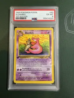 1999 Pokemon Fossil SLOWBRO #43/62 1st Edition PSA 6 Excellent-Mint #105417340 - Image 1