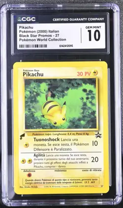 CGC 10 Pikachu 27 Black Star Promo World Collection Italian Pokemon Card - Image 1