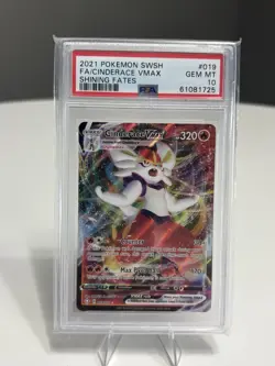 Pokemon TCG Cinderace VMAX Holo Ultra Rare Card Shining Fates 019/072 Psa 10 - Image 1
