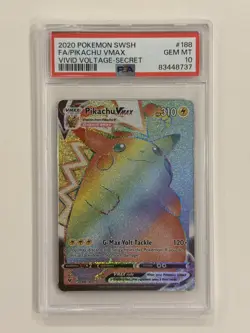 PSA 10 Pikachu Vmax 188/185 Pokemon Vivid Voltage Secret Rare Rainbow - Image 1