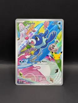 Popplio 045 PROMO BLACK STAR HOLO 30th Anniversary Stamp Pokemon First Partner - Image 1