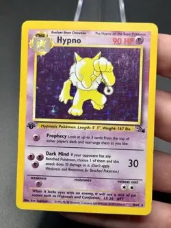 Pokemon TCG Hypno 1st Edition 8/62 Fossil Holo Rare WOTC Vintage Lightly Played - Image 1