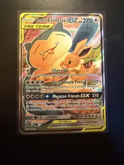 Pokemon Eevee & Snorlax GX SM169 Black Star Promo Tag Team Holo Near Mint NM - Image 1