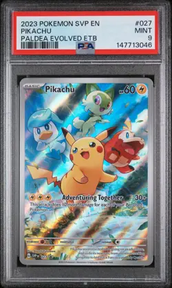2023 POKEMON SVP EN-SV BLACK STAR PROMO #027 PIKACHU PSA 9 - Image 1