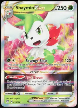 Shaymin VSTAR 014/172 Holo Brilliant Stars VSTAR Rare Graphics Near Mint - Image 2