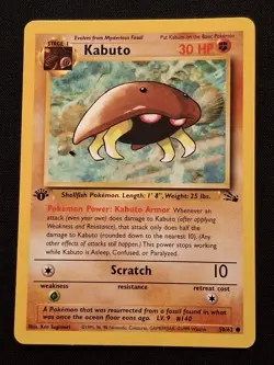 Kabuto 50/62 LP+ Fossil 1st Edition WOTC Pokemon Any 3 Free Ship - Image 1