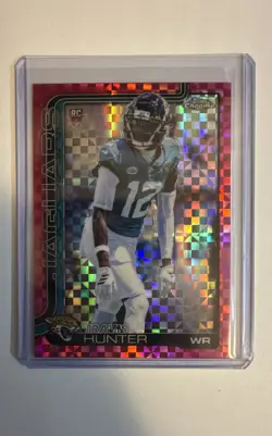 2025 Topps Chrome - Rookies Travis Hunter #332 Hot Pink X-Fractor (RC) - Image 1