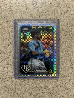 2024 Topps Chrome Update Junior Caminero X-Fractor Rookie Debut Rays - Image 1