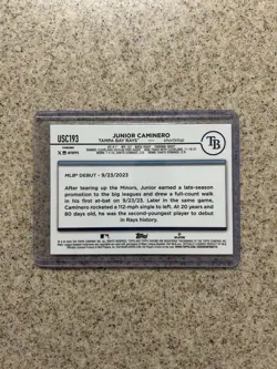2024 Topps Chrome Update Junior Caminero X-Fractor Rookie Debut Rays - Image 2