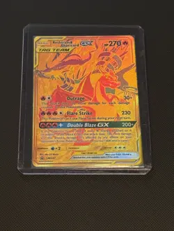 Reshiram & Charizard GX SM247 Gold Secret Rare Tag Team Promo Pokemon Card - NM - Image 1