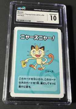 2019 Pokemon Playing Cards Japanese Old Maid Meowth CGC 10 GEM MINT - Image 1