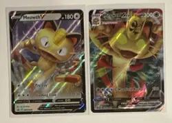 Pokemon TCG Holo V/VMAX Lot 2 Cards Meowth V Meowth VMAX Standard Size - Image 1