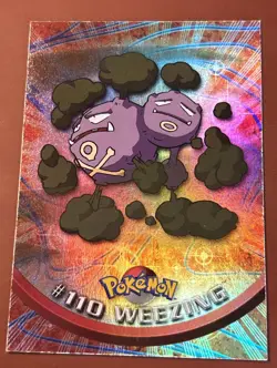 Topps Pokemon Foil Weezing #110 1998 Series 2 TV Animation Rainbow Foil - Image 1