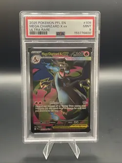 2025 POKEMON PFL EN-PHANTASMAL FLAMES ULTRA RARE #109 MEGA CHARIZARD X EX PSA 9 - Image 1