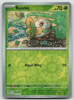 Pokemon Rowlet 013/197 Obsidian Flames Common Reverse Holo NM - Image 1