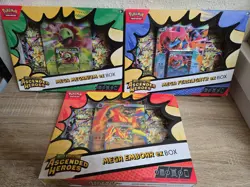 Pokemon Ascended Heroes Mega Emboar Meganium Feraligatr EX Box Set Lot Of 3 - Image 1