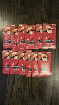 12x One Piece OP-13 Carrying On His Will Sleeved Booster Packs - Image 1