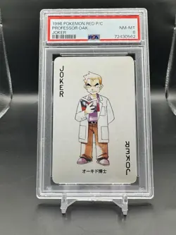 1996 Pokemon Red Playing Cards Joker Professor Oak PSA 8 NM-MT POP 13 - Image 1