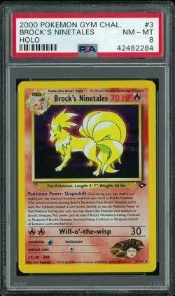 Pokemon Gym Challenge Brock's Ninetales 3/132 PSA 8 - Image 1