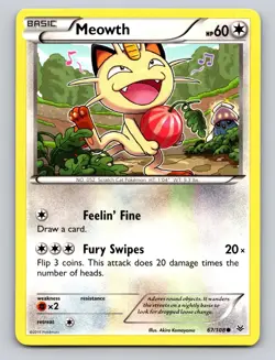 Meowth 67/108 Common Roaring Skies Pokemon LP - Image 1