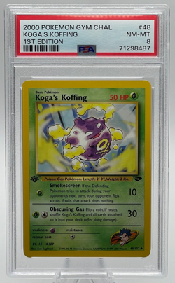 2000 POKEMON GYM CHALLENGE #48 KOGA'S KOFFING 1ST EDITION PSA 8 NM-MT - Image 1