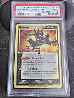 2021 POKEMON 144 BLACK STAR PROMO SWSH144 GRENINJA GOLD STAR CELEBRATIONS PSA 9 - Image 1