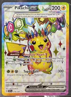 2024 Pokemon Surging Sparks Pikachu ex 219/191 Full Art Ultra Rare A - Image 1
