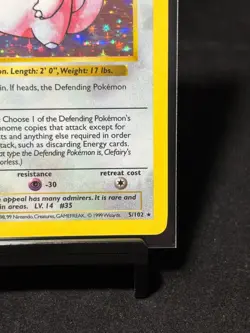 1999 Pokemon TCG Clefairy Base Set Shadowless Holo Rare 5/102 Vintage - Image 4