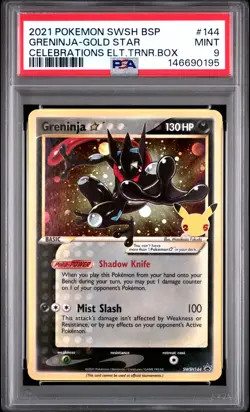 2021 POKEMON SWSH BLACK STAR PROMO #144 GRENINJA-GOLD STAR PSA 9 - Image 1