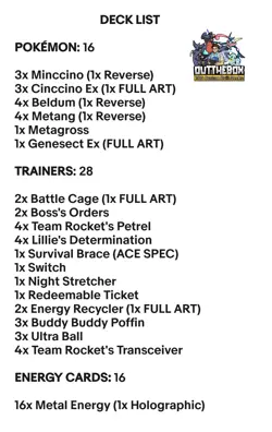 Cinccino Ex & Metang - Pokemon TCG - OutTheBoxTCG Standard & Meta Decks - Image 2