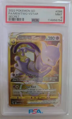 2022 POKEMON GO SECRET #086 FULL ART/MEWTWO VSTAR PSA 9 - Image 1
