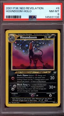 2001 POKEMON NEO REVELATION #8 HOUNDOOM HOLO PSA 8 - Image 1