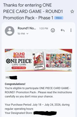 Round 1 x One Piece Collab Promo Pack (ONE PACK PER PURCHASE)✅CONFIRMED PREORDER - Image 1