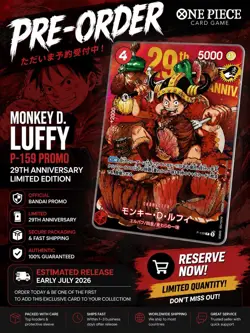 Bandai ONE PIECE Monkey D. Luffy P-159 Promo 29th Anniversary Foil Japanese LE - Image 1