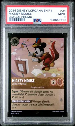 Disney Lorcana TCG Mickey Mouse #34 League Promo PSA 9 - Image 1
