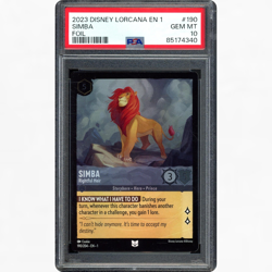 2023 DISNEY LORCANA THE FIRST CHAPTER #190/204 SIMBA RIGHTFUL HEIR FOIL PSA 10 - Image 1
