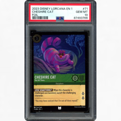 2023 DISNEY LORCANA EN-1 #71/204 CHESHIRE CAT NOT ALL THERE FOIL PSA 10 - Image 1