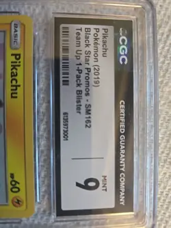 Pikachu SM162 Sm Holo CGC Mint 9 Pokemon 2019 Black Star Promos - Team Up 1 - Image 3
