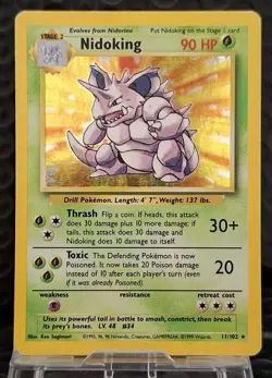 Pokemon Card TCG Nidoking Base Set 11/102 Unlimited Holo Rare - HP - Image 1